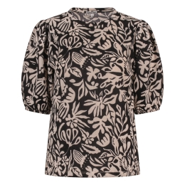 lizzi lou Daantje aop Z10496 dames T-shirt km Zwart