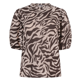 lizzi lou Daantje aop Z10496 dames T-shirt km Bruin