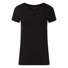 City Life 206460A Z10632 dames T-shirt km Zwart