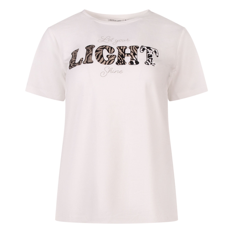 City Life 214201 Z10638 t-shirts korte mouw Ecru