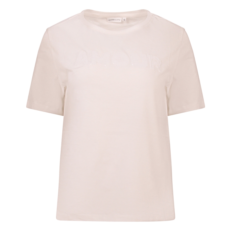 City Life 214253 Z10700 t-shirts korte mouw Ecru