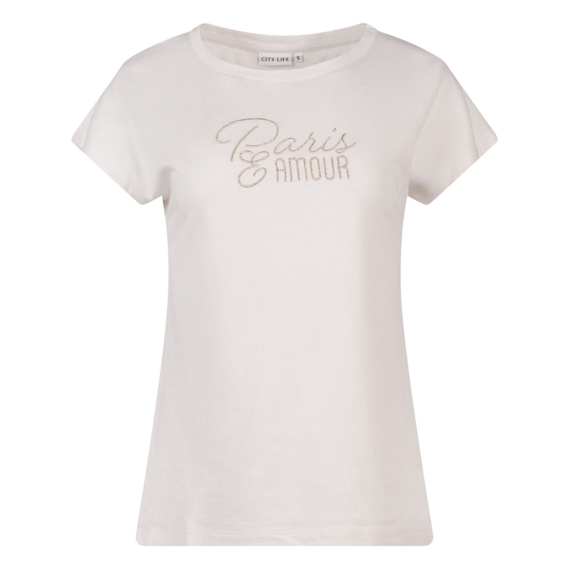 City Life 214254 Z10701 t-shirts korte mouw Ecru
