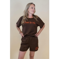lizzi lou 214287 W20029 t-shirts korte mouw Bruin donker
