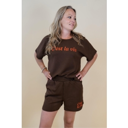 lizzi lou 214287 W20029 dames T-shirt km Bruin donker