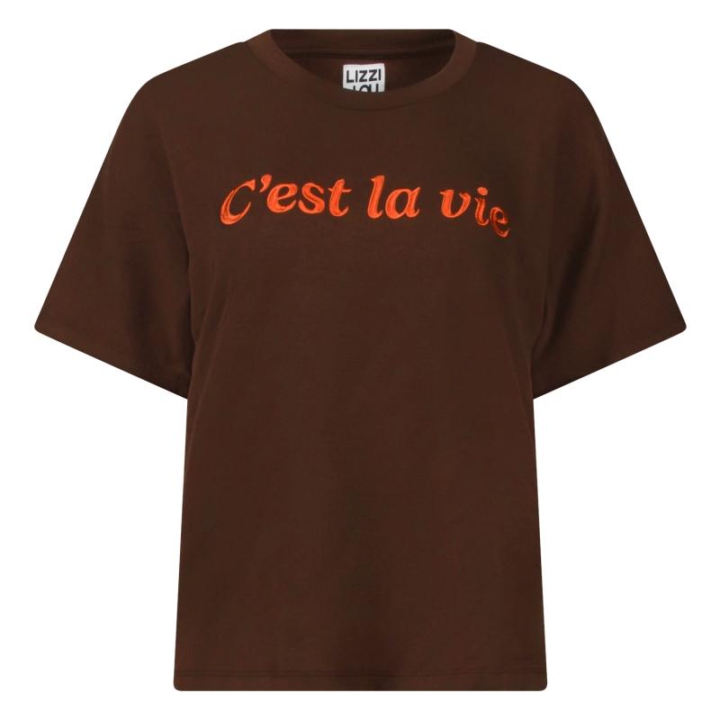 lizzi lou 214287 W20029 t-shirts korte mouw Bruin donker
