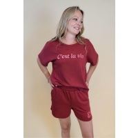 lizzi lou 214287 W20029 t-shirts korte mouw Wijnrood