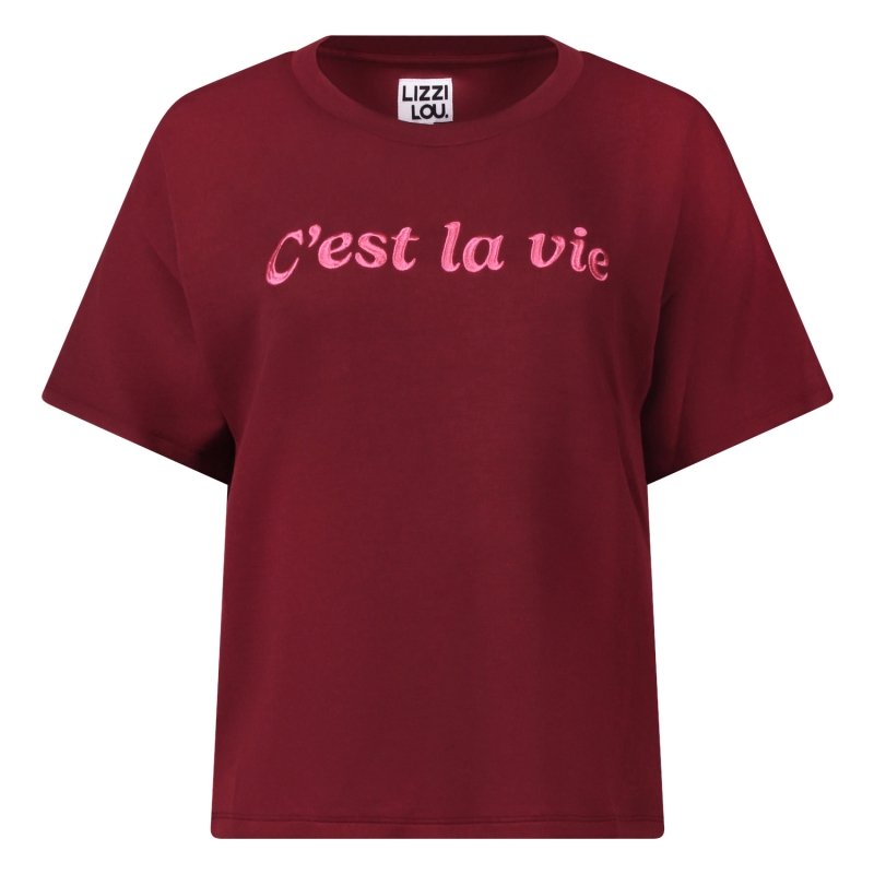 lizzi lou 214287 W20029 t-shirts korte mouw Wijnrood