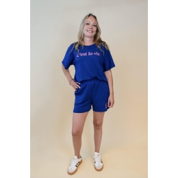 lizzi lou 214287 W20029 dames T-shirt km Marine
