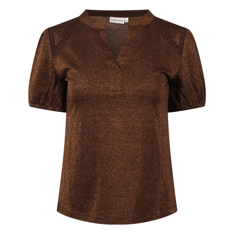 City Life 214289 W20030 t-shirts korte mouw Bruin donker
