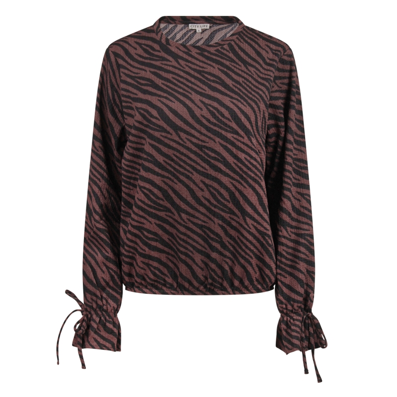 City Life Dana W20453 t-shirts lange mouw Bruin
