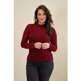 Lizzi Lou Mira W20455 dames T-shirts lange mouwen Wijnrood
