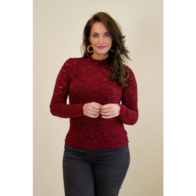 Lizzi Lou Mira W20455 t-shirts lange mouw Wijnrood