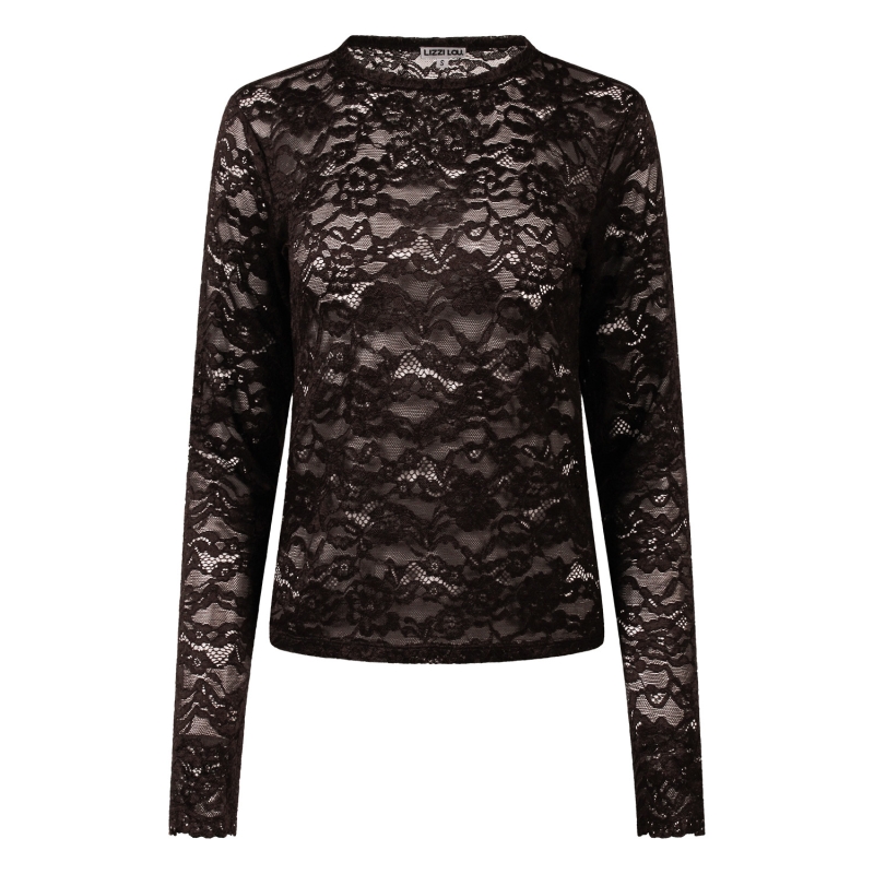 Lizzi Lou Sophia W20517 t-shirts lange mouw Bruin donker