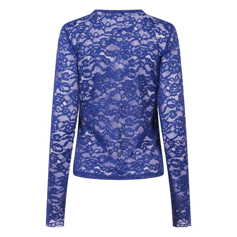Lizzi Lou Sophia W20517 t-shirts lange mouw Kobalt