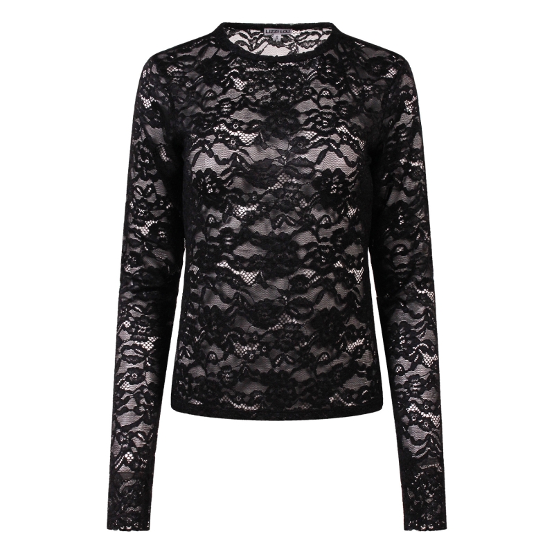 Lizzi Lou Sophia W20517 t-shirts lange mouw Zwart