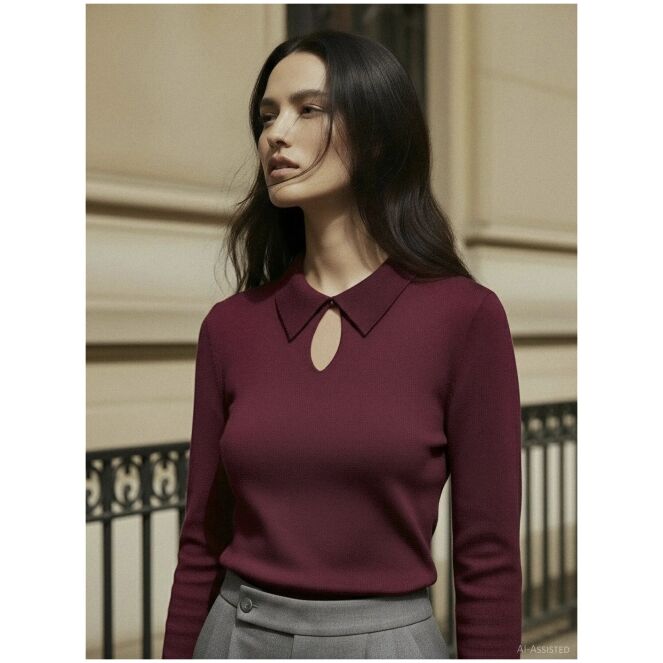 hypedrop hypedrop HDNAOMI LS POLO Rood Oxblood Red hypedrop HDNAOMI LS POLO Dames T-shirt lm Rood bestel je online bij www.bertusmode.nl/