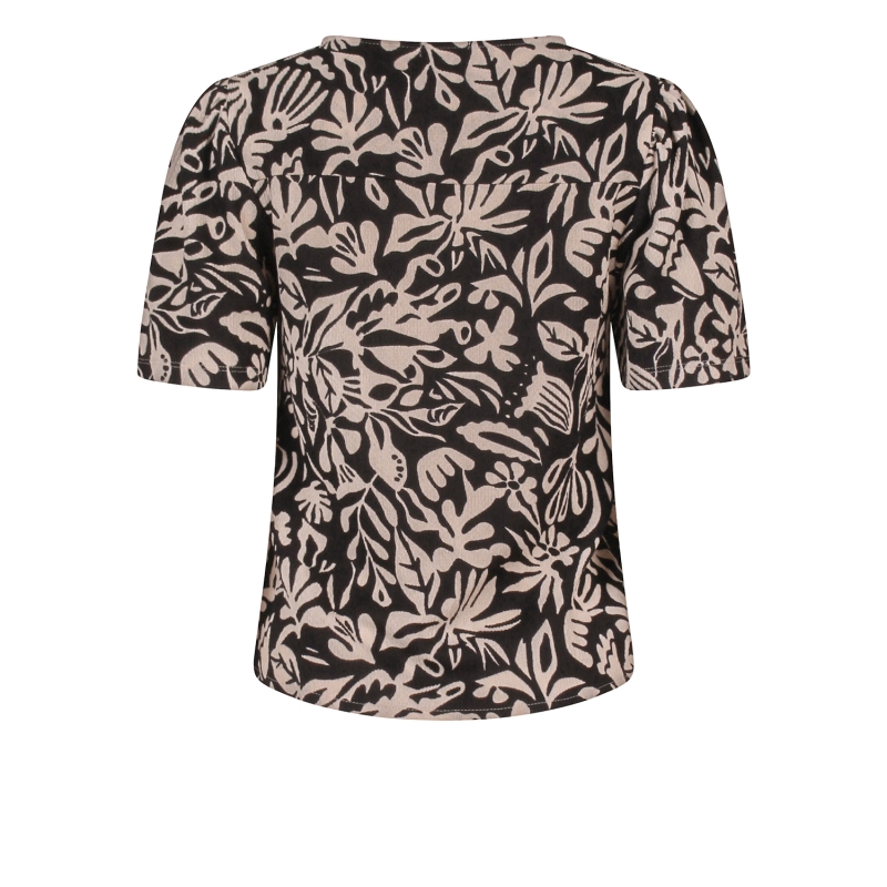 lizzi lou Luna aop Z10495 blouses korte mouw Zwart