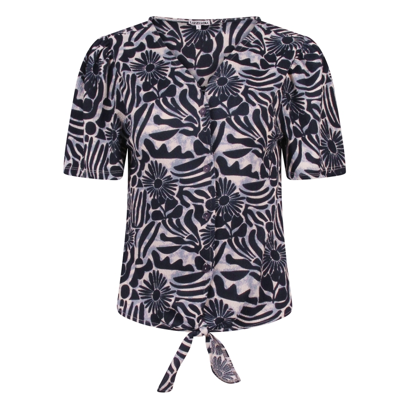 lizzi lou Luna aop Z10495 blouses korte mouw Marine