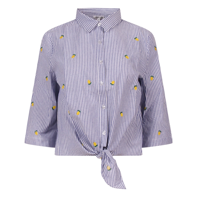 lizzi lou Nienke Z10501 blouses korte mouw Bleu