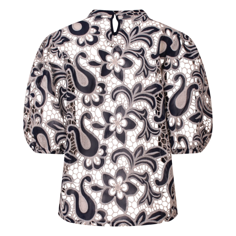 So Soire Ambria Z10543 blouses korte mouw Indigo