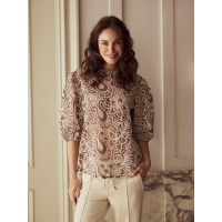 So Soire Ambria Z10543 blouses korte mouw Taupe