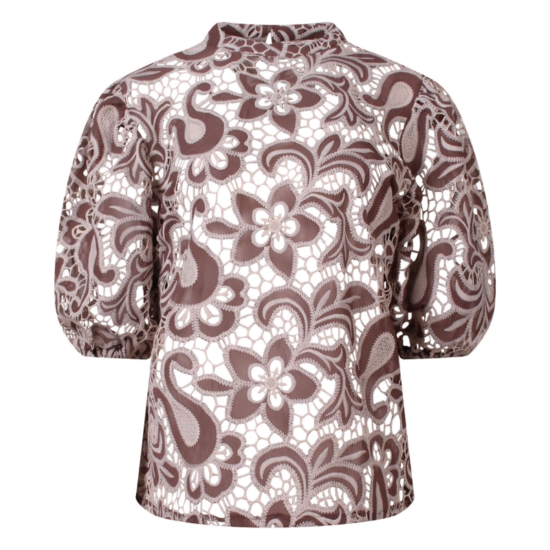 So Soire Ambria Z10543 blouses korte mouw Taupe