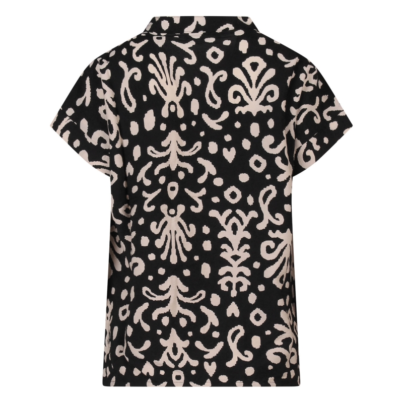 City Life 103559 Z10620 blouses korte mouw Zwart
