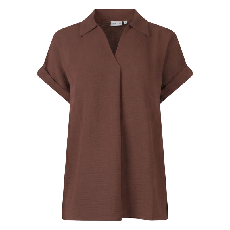 City Life 103524 W20022 blouses korte mouw Bruin donker