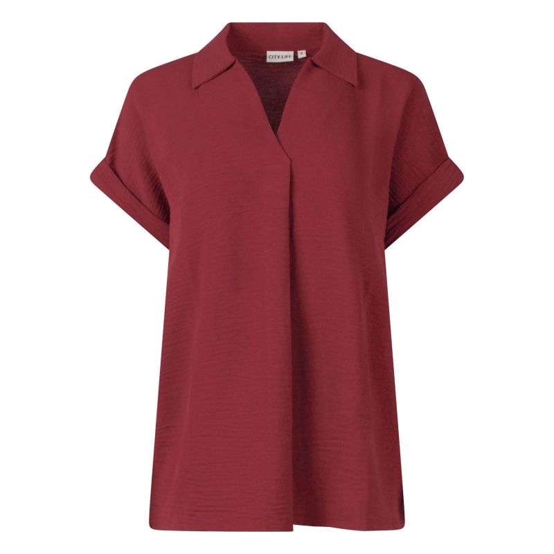City Life 103524 W20022 blouses korte mouw Wijnrood