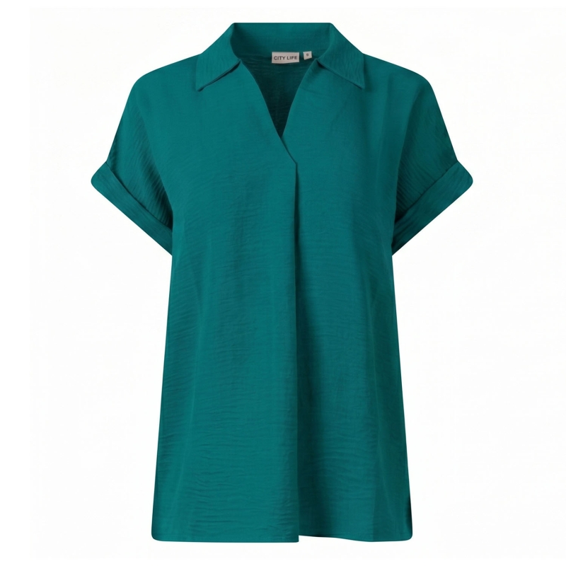 City Life 103524 W20022 blouses korte mouw Petrol