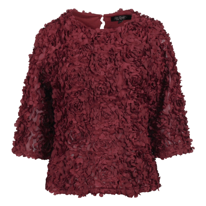 So Soire Rosaria W20511 blouses korte mouw Wijnrood