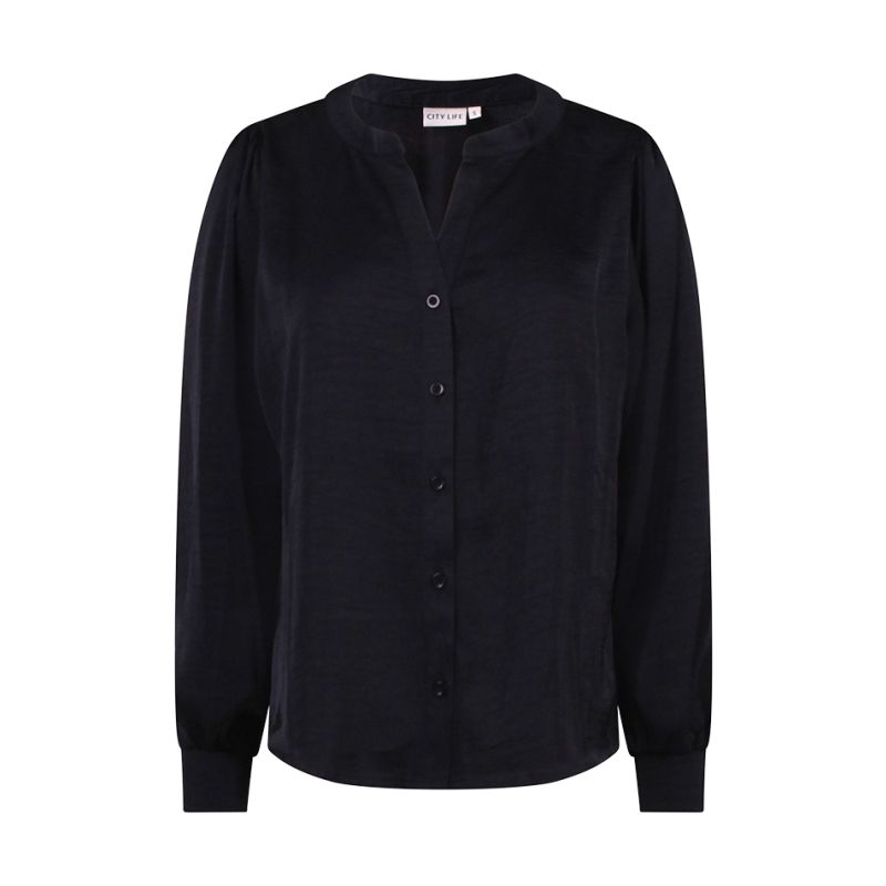 City Life 103469 W10399 blouses lange mouw Zwart