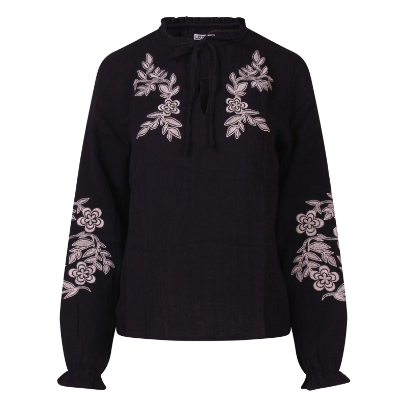 lizzi lou Denise W10534 blouses lange mouw Zwart