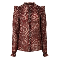 City Life Ysra ruffle W10537 blouses lange mouw Wijnrood