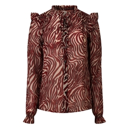 City Life Ysra ruffle W10537 dames bloese lm Wijnrood