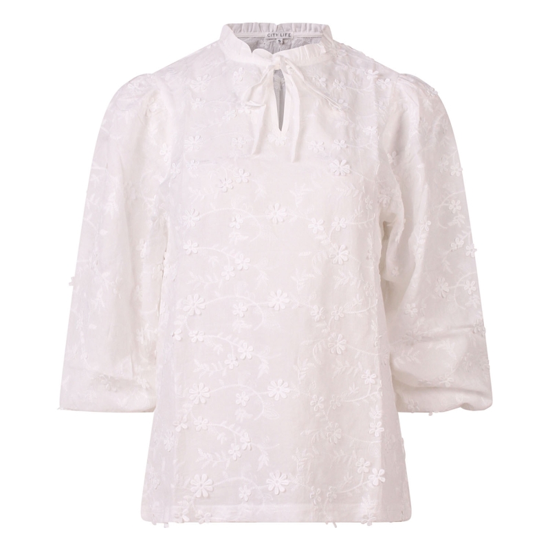City Life Eviane Z10581 blouses lange mouw Ecru