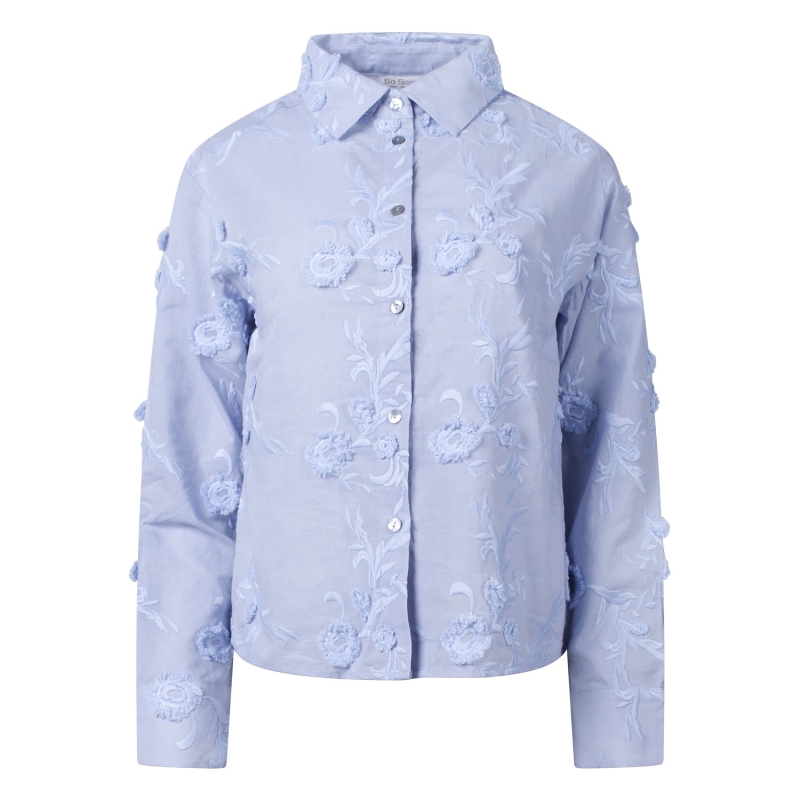 So Soire Sylvie Z10541 blouses lange mouw Blauw licht