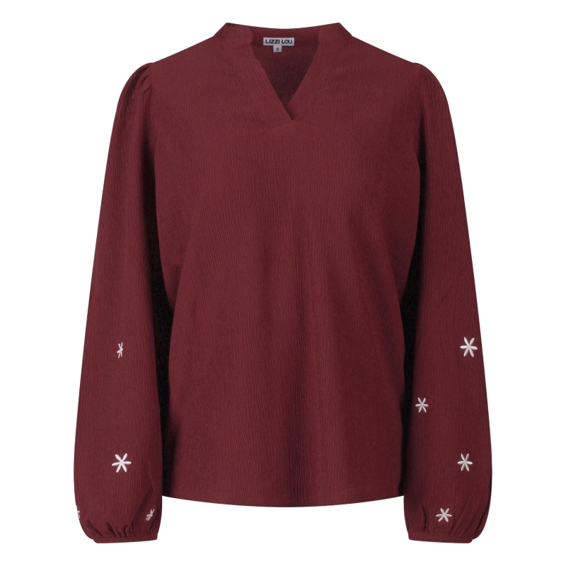 Lizzi Lou Daphne W20454 blouses lange mouw Wijnrood