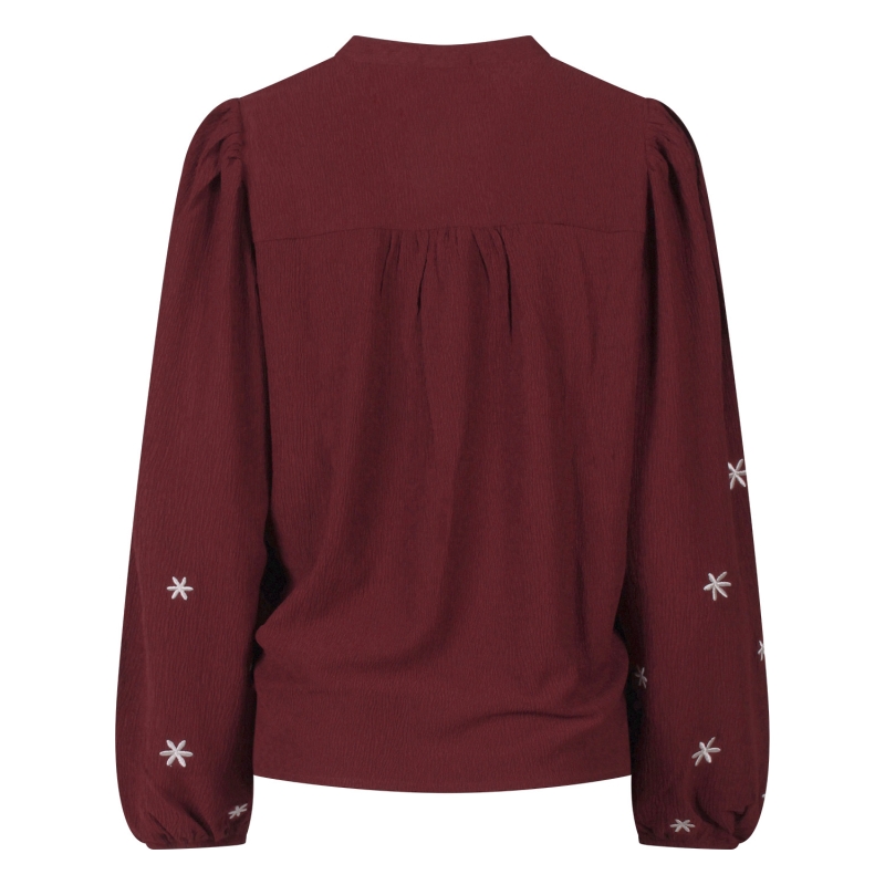 Lizzi Lou Daphne W20454 blouses lange mouw Wijnrood