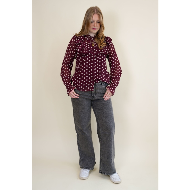 City Life Sara W20565 blouses lange mouw Wijnrood