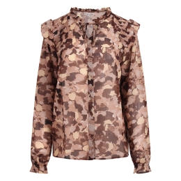 City Life Ysra ruffle W20566 dames Blouses lange mouwen Bruin