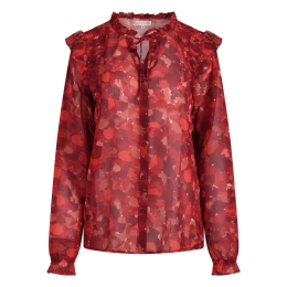 City Life Ysra ruffle W20566 dames Blouses lange mouwen Rood