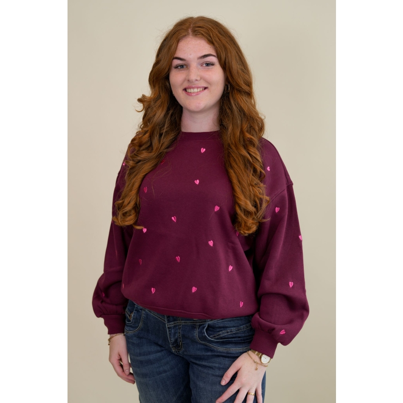 Lizzi Lou Heart W20458 sweatshirts Wijnrood