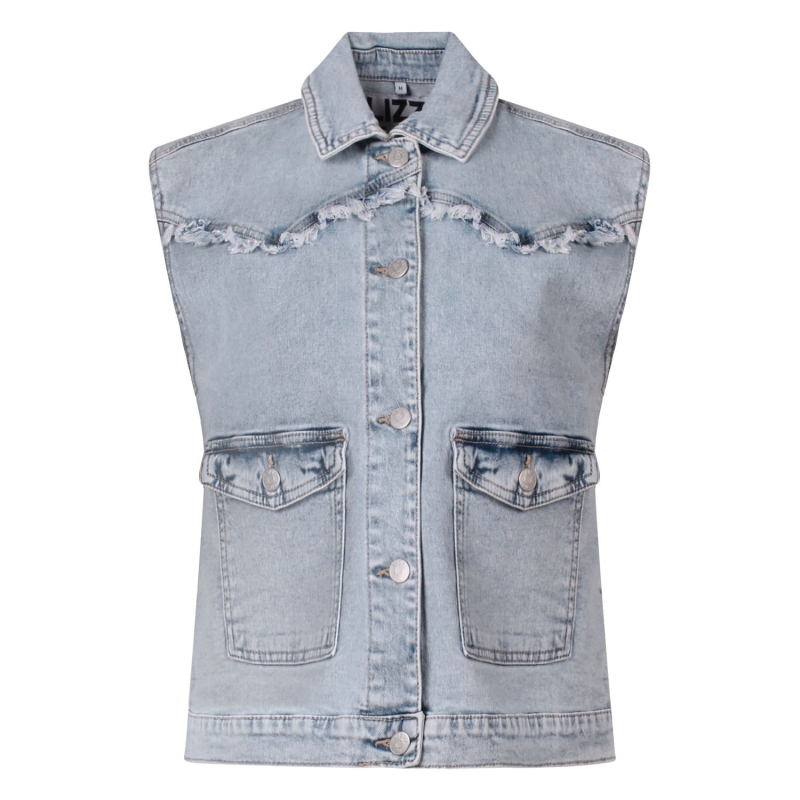 lizzi lou Nola lds Z10341 gilet spencers Denim licht gebleekt