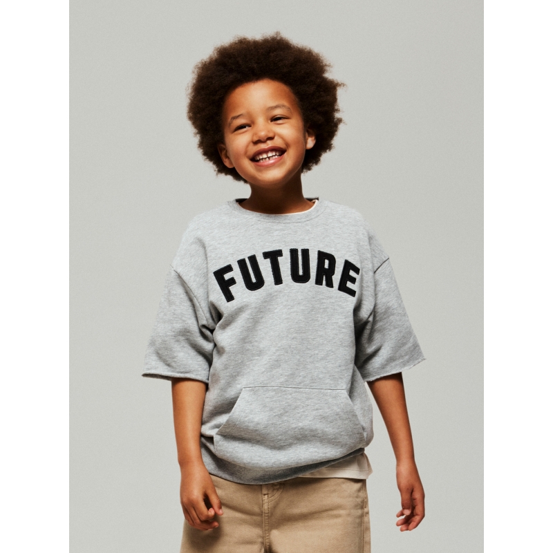 name it NKMBOBBY SS RLX SWEAT BRU t-shirts korte mouw Grey