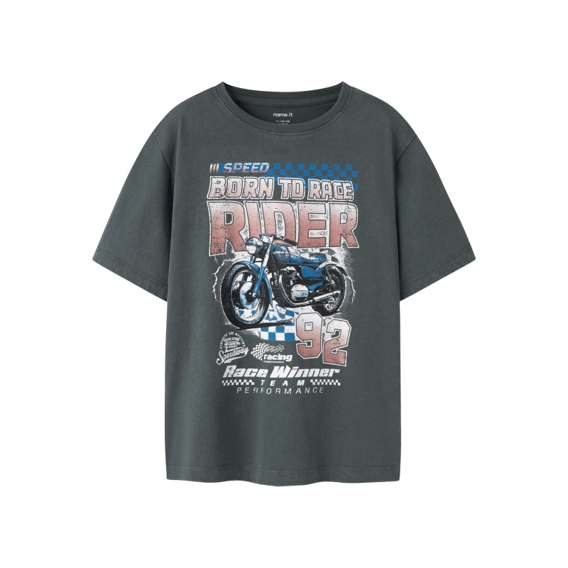 name it NKMBANK SS NREG TOP BOX t-shirts korte mouw Grey