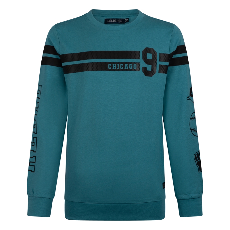 Unlocked 3217616 Z10268 t-shirts lange mouw Petrol