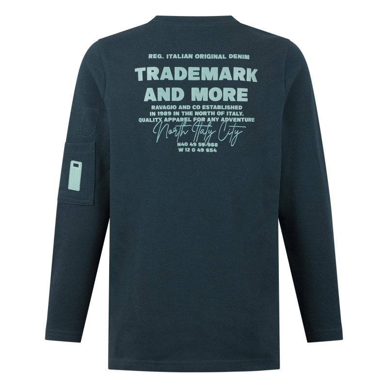 Ravagio Boris W20207 t-shirts lange mouw Groen donker