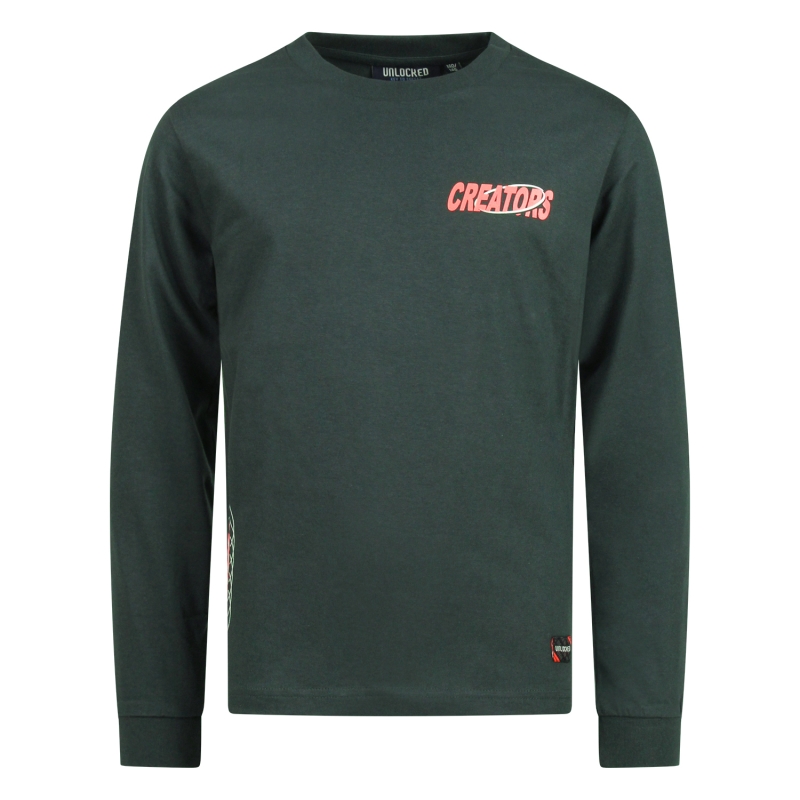 Unlocked 484068R W20546 t-shirts lange mouw Groen donker