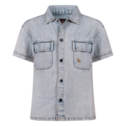 Ravagio Arief Z10220 jongens overhemd km Denim licht gebleekt